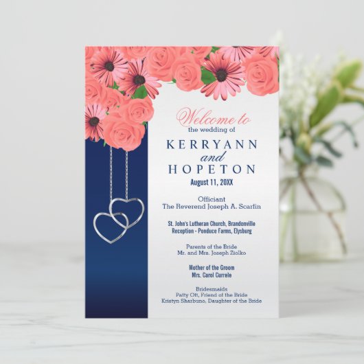 Fleurs de corail et bleu marine - Programme (Debout devant)