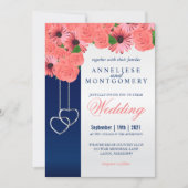 Fleurs de corail et Invitation bleu marine (Devant)