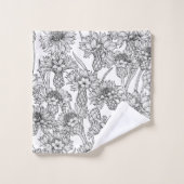 Fleurs de Cornflowers, fleurs sauvages en noir et (Gant de toilette)