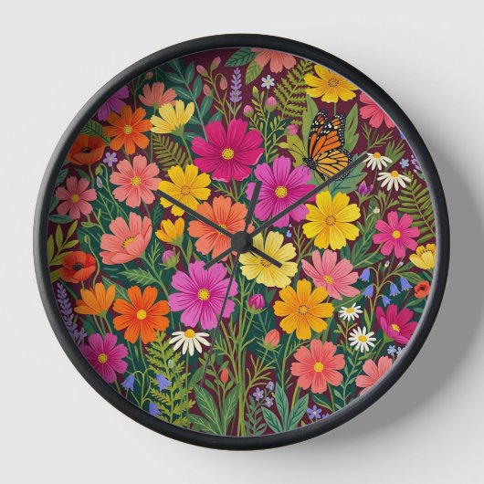 Fleurs de Cosmos Bohème Abstrait Horloges (Recto)