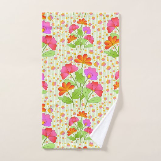 Fleurs de couleur grand pop rose et orange vert pâ (Serviette à main)