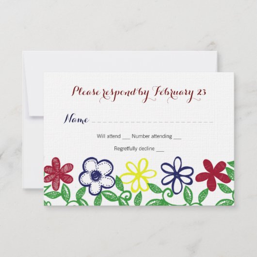 Fleurs de couleurs primaires lumineuses RSVP (Devant)