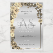 Fleurs de crème Étiquettes en argent avec Monogram (Étiquettes simples)