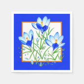 Fleurs de Crocus Serviettes en Papier Bleu & Blanc (Devant)