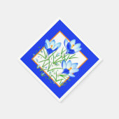 Fleurs de Crocus Serviettes en Papier Bleu & Blanc (Coin)