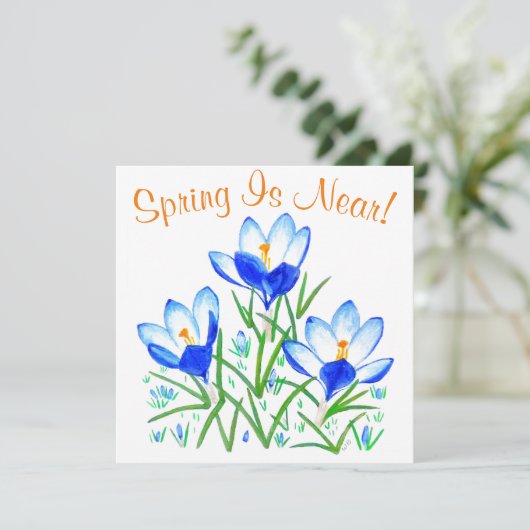 Fleurs de crocus sur carte blanche plate (Debout devant)