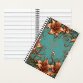 Fleurs de cuivre sur journal turquoise avec Jésus (À l'intérieur)