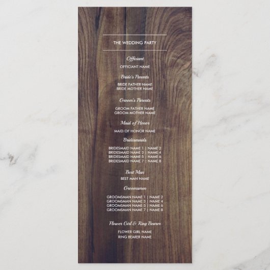 Fleurs de dentelle | Programme de mariage en bois  (Dos)