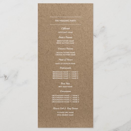 Fleurs de dentelle | Programmes de mariage en papi (Dos)