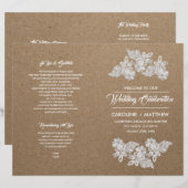 Fleurs de dentelle | Programmes de mariage pliés p (Devant / Derrière)