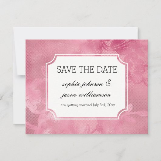Fleurs de dentelle rose save the date (Devant)