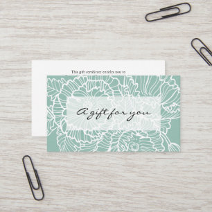 Fleurs de dessin blanc aqua certificat cadeau