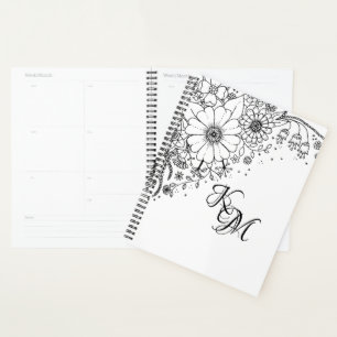 Fleurs de Doodle Noir et Blanc Couleur dans l'imag