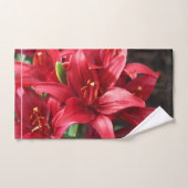 Fleurs de feuillage rouge rose floral vert jaune (Serviette à main)