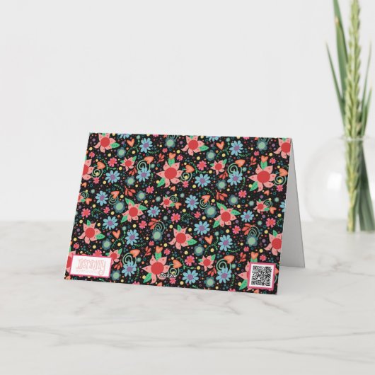 Fleurs de filles Carte pour notes d'inspirété noir (Dos)