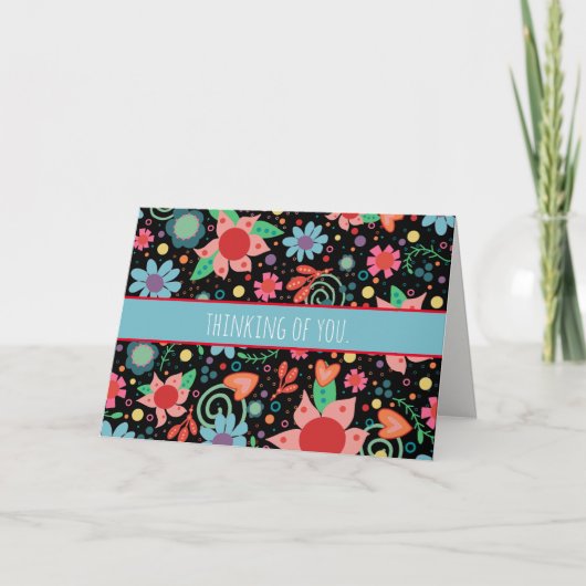 Fleurs de filles Carte pour notes d'inspirété noir (Devant)