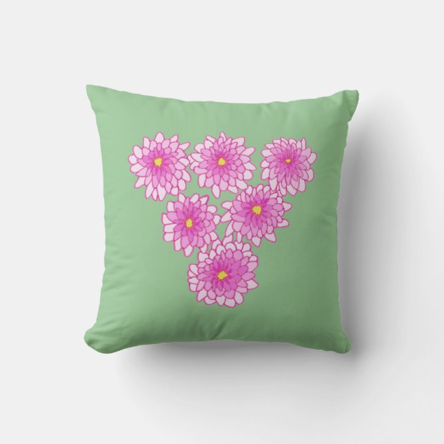 Fleurs de Filles Roses Chrysanthèmes Coussins (Recto)