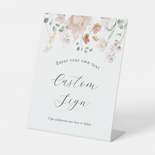 Fleurs de floraison rose Panneau texte personnalis (Recto)