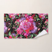 Fleurs de Fuchsia à l'aquarelle rose et noir (Serviette à main)