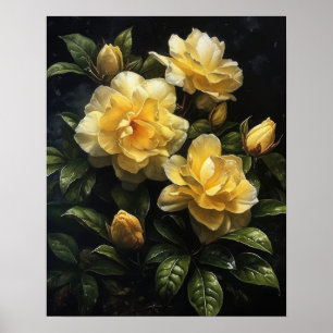 Fleurs de Gardenia Jaune Art Imprimer Poster