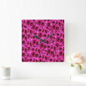 Fleurs de Géranium Magenta, Horloge Murale Carrée (Maison)
