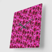 Fleurs de Géranium Magenta, Horloge Murale Carrée (Angle)