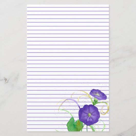 Fleurs de gloire du matin Papier à lettres pourpre (Devant)