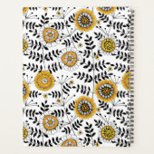 Fleurs de gribouillis et feuilles en jaune et noir (Dos)