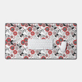 Fleurs de gribouillis et feuilles en rouge et noir (Clavier et souris)