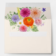 Fleurs de jardin colorées pour mariage écrit à la