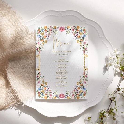Fleurs de jardin colorées Printemps Mariage Carte