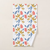 Fleurs de jardin d'été Corail bleu rose verdure (Serviette à main)