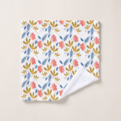 Fleurs de jardin d'été Corail bleu rose verdure (Gant de toilette)
