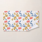 Fleurs de jardin d'été Corail bleu rose verdure (Serviette à main)