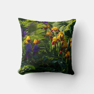 Fleurs de Jardin ensoleillées Iris Nature Coussin 
