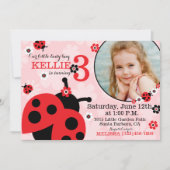 Fleurs de jardin et Bugs dame Invitation d'anniver (Devant)