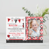 Fleurs de jardin et Bugs dame Invitation d'anniver (Debout devant)