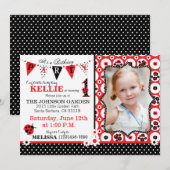 Fleurs de jardin et Bugs dame Invitation d'anniver (Devant / Derrière)