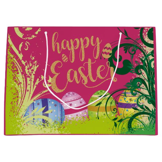 Fleurs de jardin OEufs de Pâques Grand sac cadeau (Devant)