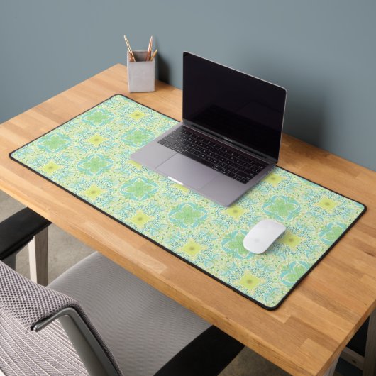 Fleurs de jardin rétro en vert et jaune (Bureau 2)