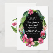 Fleurs de jardin tropical et invitations avec feui (Devant / Derrière)