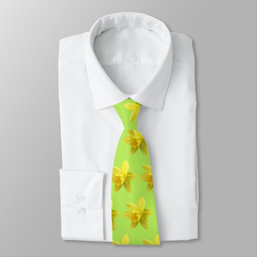 Fleurs de jonquille jaune sur Cravate vert clair (Attaché)