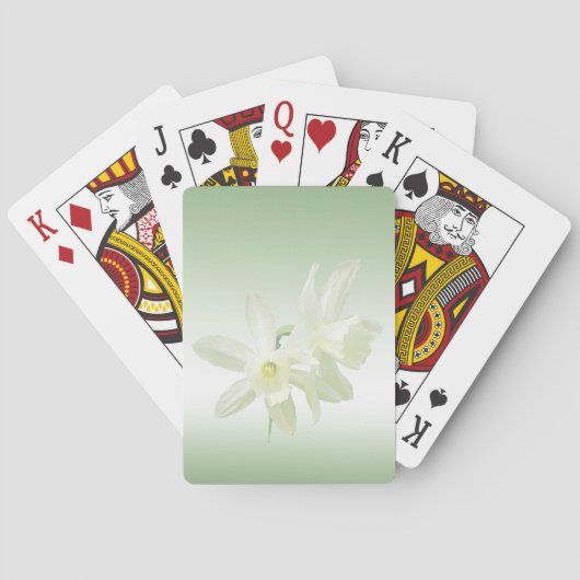 Fleurs de jonquilles blanches sur cartes de jeu ve (dos)