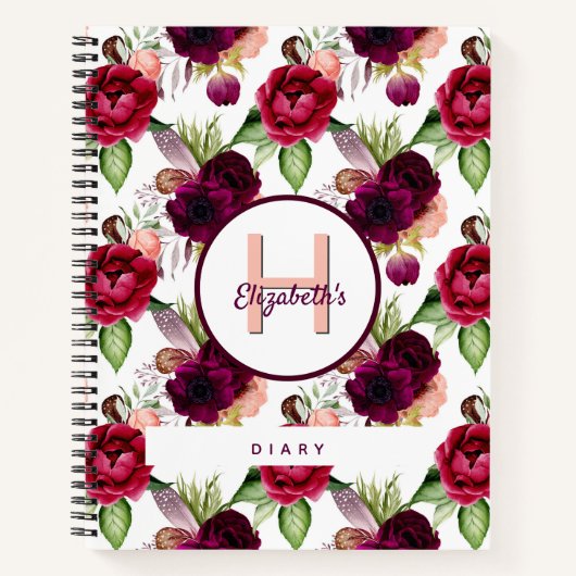 Fleurs de journal monogrammed bordeaux (Devant)
