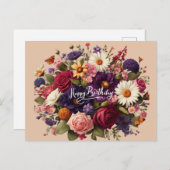 Fleurs de la fête Anniversaire Carte postale (Devant / Derrière)