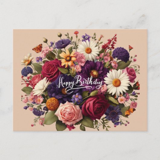 Fleurs de la fête Anniversaire Carte postale (Devant)