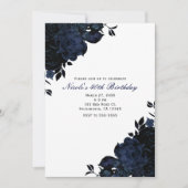 Fleurs de la marine bleu foncé Invitations gothiqu (Devant)