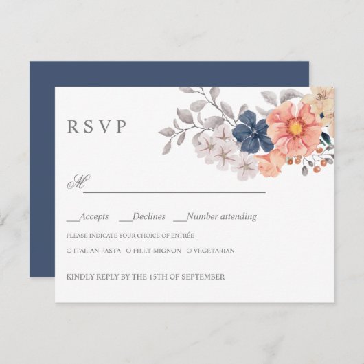 Fleurs de la marine corallienne MARIAGE RSVP REPAS (Devant / Derrière)