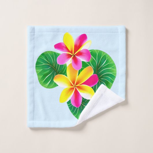 Fleurs de la Plumeria tropicale (Gant de toilette)