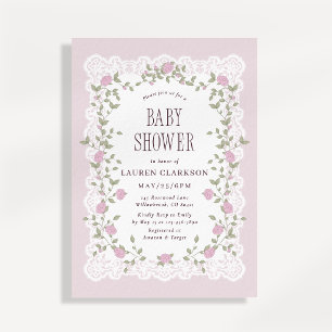 Fleurs de Lace et Roses Invitation de Baby Shower